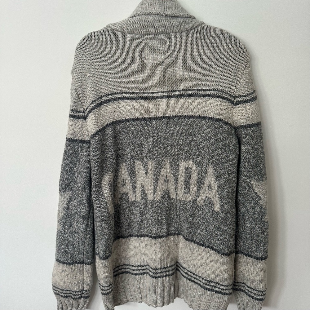 Nordic Men’s Zip Cardigan Sweater Gray XXL Canadian Cozy Outdoor Granola Vibe - Picture 5 of 12